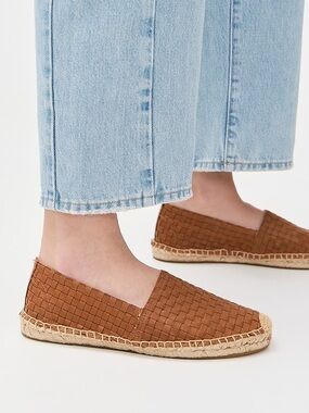 Soludos The Original Espadrilles, Brown Woven Leather Slip Ons – Size 38 (7/7.5)